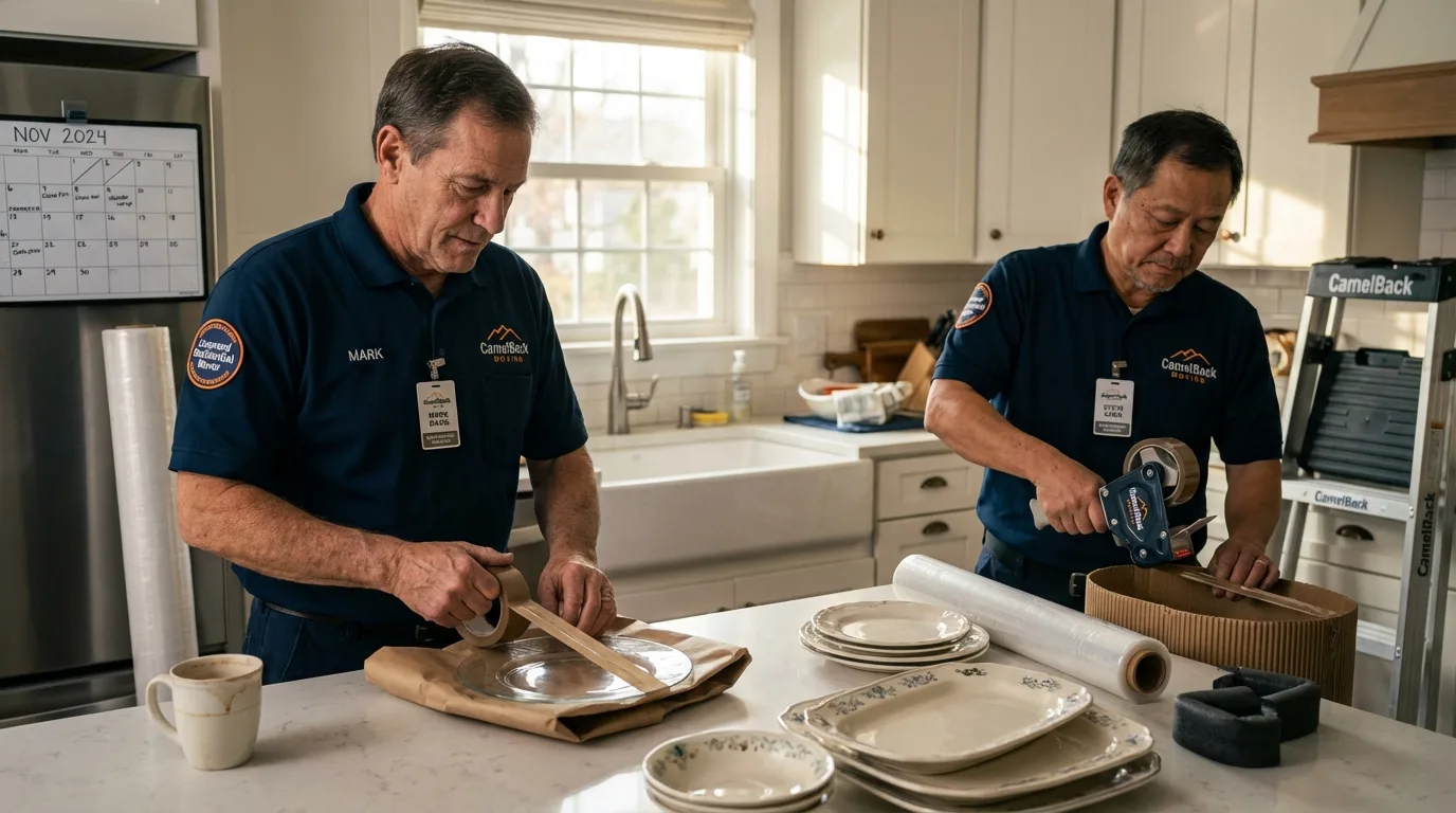 Professional crew packing kitchen dishware in Scappoose, OR